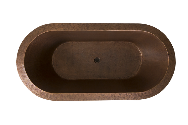 Copper Hammered Oval Bath