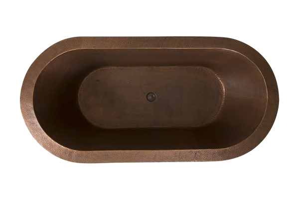 Copper Hammered Oval Bath