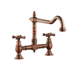 Brunel Bridge Sink Mixer - Cross Handle - Antique Copper / Cross Handle