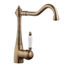 Single Lever Monobloc Kitchen Sink Mixer - Antique Copper / Porcelain
