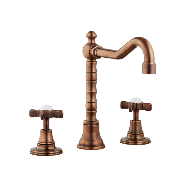 Three Hole Lever Taps English Spout - Cross Handle