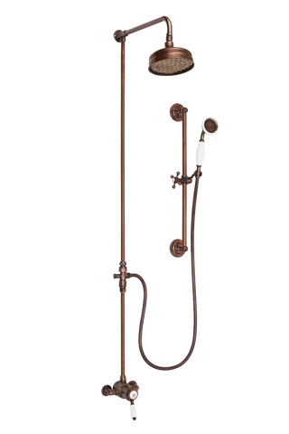 Ceramique Exposed Shower System Arm Rose Diverter & Flexible Kit