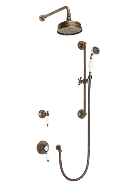 Ceramique Concealed Shower System Arm Rose Diverter & Flexible Kit