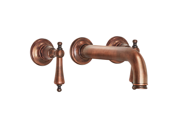 Wall Three Hole Lever Taps With Bath Spout - Metal Lever