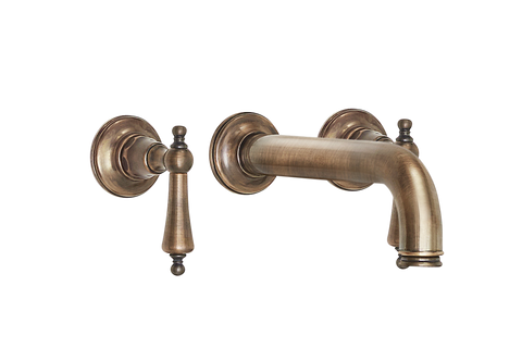 Wall Three Hole Lever Taps With Bath Spout - Metal Lever