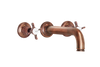 Wall Three Hole Lever Taps With Bath Spout - Cross Handle