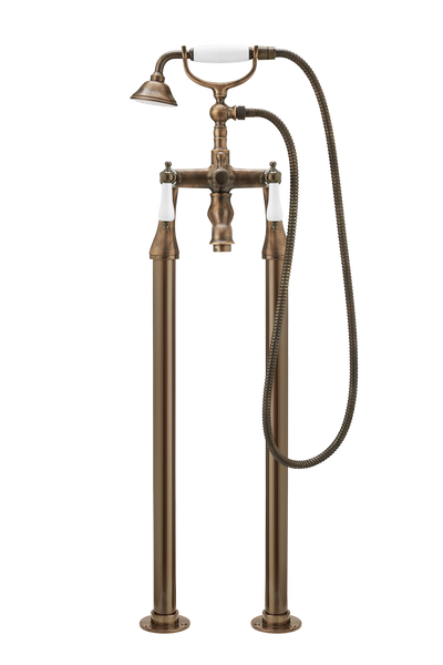 Bath Shower Mixer On Pipe Stands - Porcelain