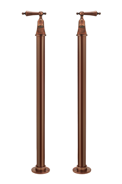 Bath Pillar Taps On Pipe Stands - Cross Handle