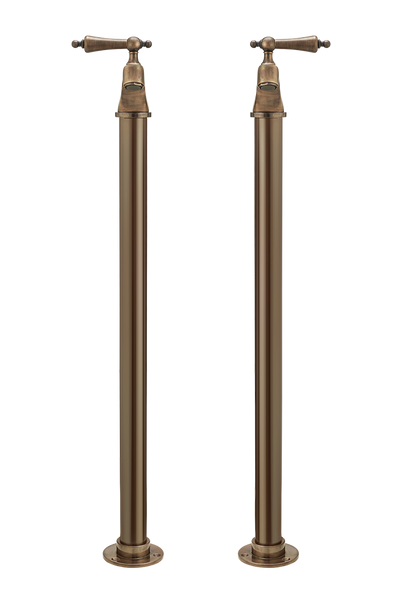 Bath Pillar Taps On Pipe Stands - Metal Lever