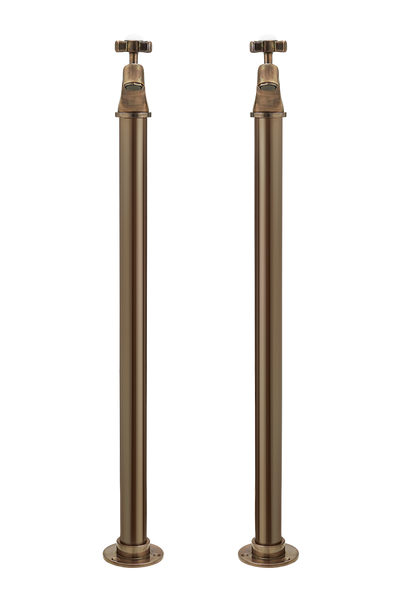 Bath Pillar Taps On Pipe Stands - Metal Lever