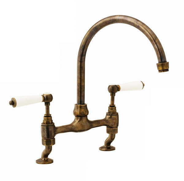 Millau - Bridge Sink Mixer - Porcelain Lever